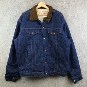 Saddle‎ King Mens Vintage Denim Jacket With Corduroy Collar & Sherpa Lining 48 R